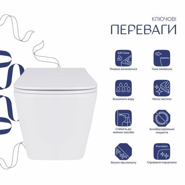 Унитаз подвесной Qtap Tern с сиденьем Soft-close QT17332303ASW SD00050772 фото