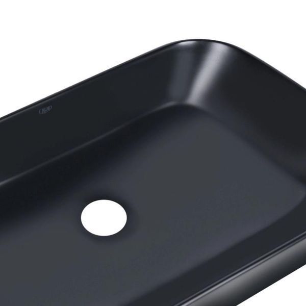 Комплект Qtap Scorpio: Раковина накладная прямоугольная 550х390х120 мм Matt Black + Донный клапан PU03 SD00053422 фото