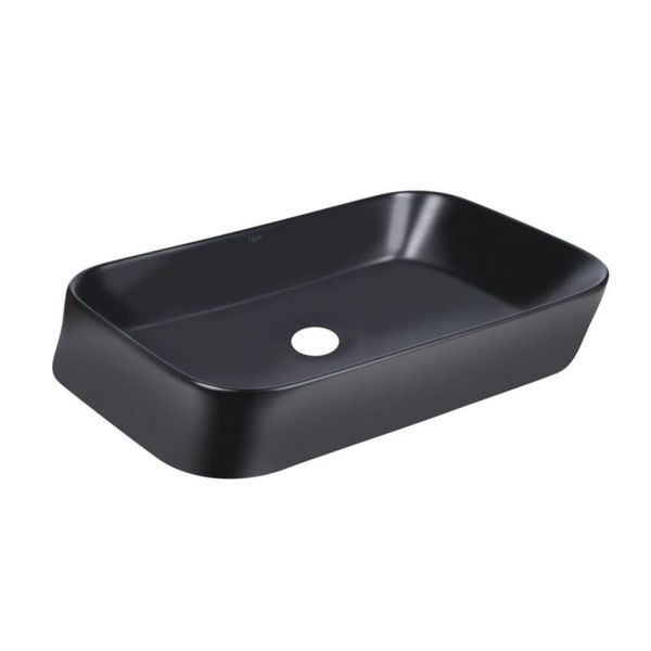 Комплект Qtap Scorpio: Раковина накладная прямоугольная 550х390х120 мм Matt Black + Донный клапан PU03 SD00053422 фото