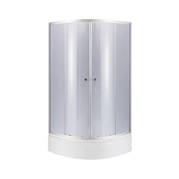 Душова кабіна Latwa SC80x80.SAT.MID.GR полукругла, скло тон. 4 мм + Душовий піддон KAPIELKA ST80x80x26, з панеллю Lidz SD00050784 фото
