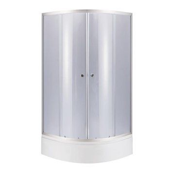 Душова кабіна Latwa SC90x90.SAT.MID.GR полукругла, скло тон. 4 мм + Душовий піддон KAPIELKA ST90x90x26, з панеллю Lidz SD00050782 фото