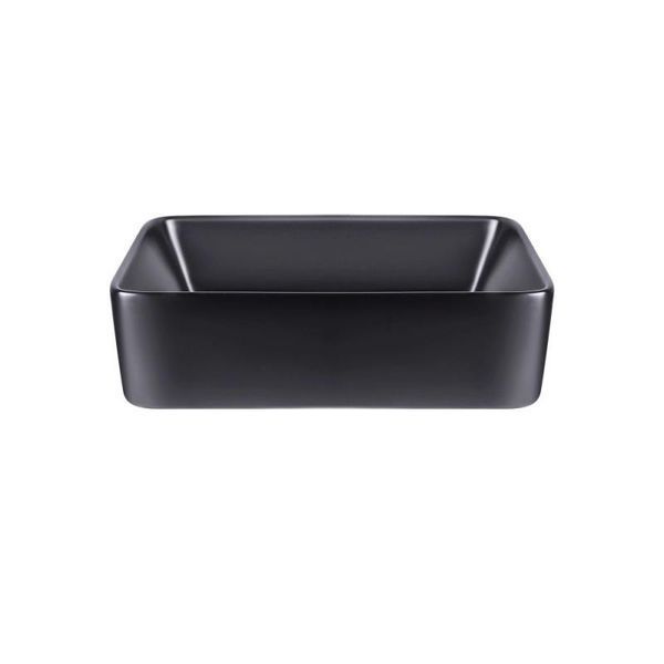 Комплект Qtap Tern: Раковина накладная прямоугольная 480х370х135 мм Matt Black + Донный клапан PU03 SD00053424 фото