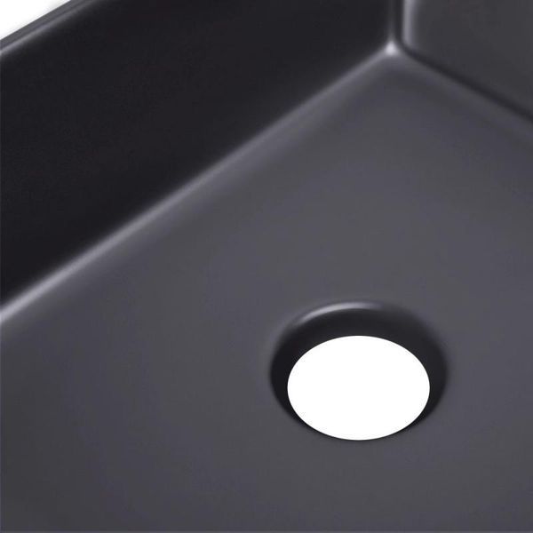 Комплект Qtap Tern: Раковина накладная прямоугольная 480х370х135 мм Matt Black + Донный клапан PU03 SD00053424 фото