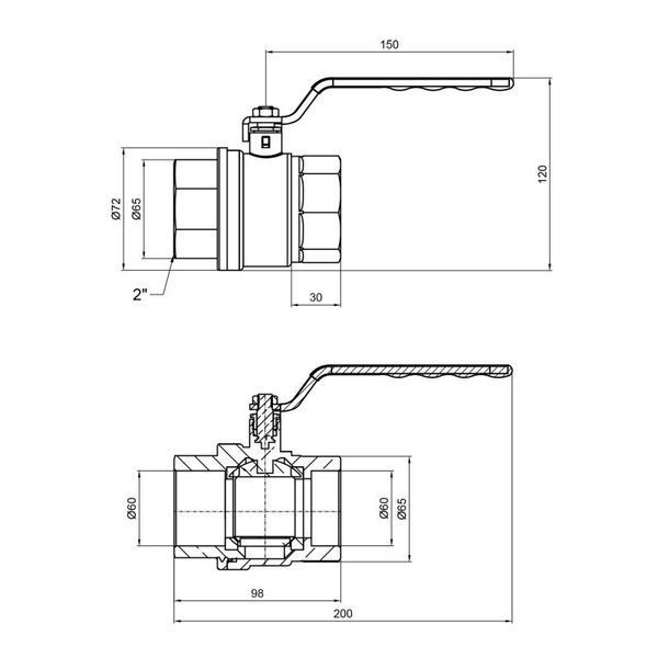 Кран кульовий Thermo Alliance Standart 2" ВР для газу (важіль) SD600NG50PN40 SD00021346 фото