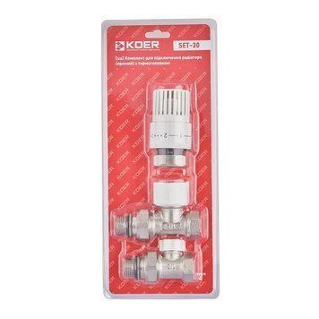 Комплект для підключення радіатора (прямий) з термоголовкою 1/2'' ( KOER SET-30 ) (KR5717) KR5717 фото