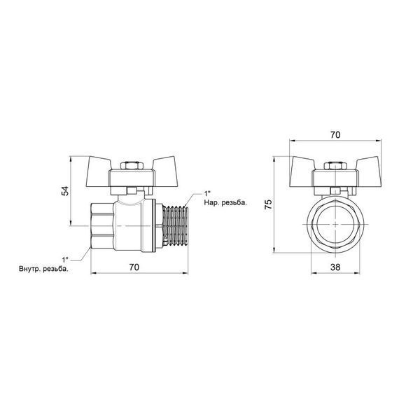 Кран кульовий Thermo Alliance Standart 1" ВЗ для газу (метелик) SD607NG25PN40 SD00031225 фото