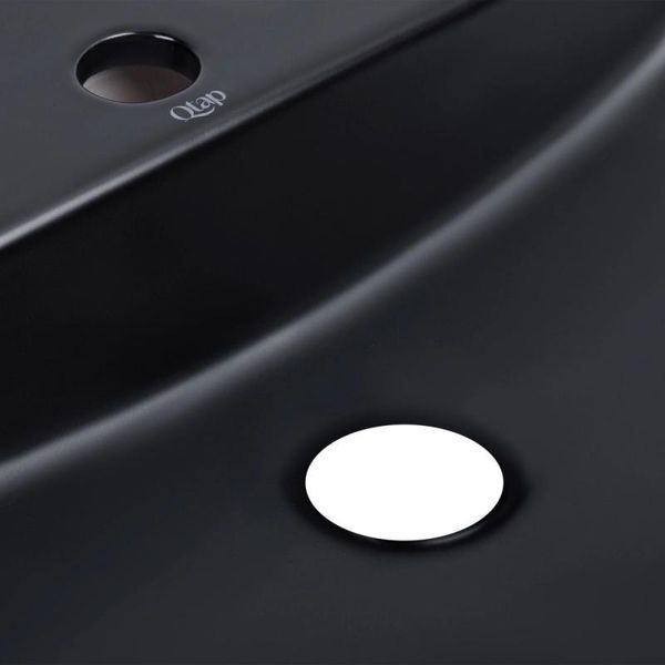Комплект Qtap Scorpio: Раковина накладная овальная 500x380x120 мм Matt Black + Донный клапан PU03 SD00053436 фото