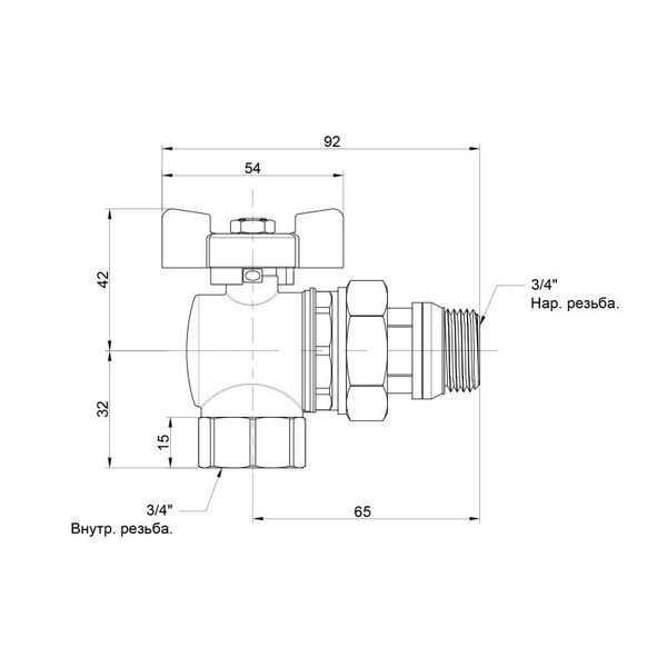 Кран кульовий Icma FAR. ROSSA 3/4" кутовий №362 SD00042361 фото