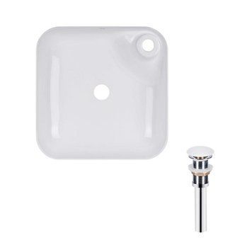 Комплект Qtap Stork: Раковина накладная квадратная 430x430x125 мм White + Донный клапан PU02 SD00053442 фото