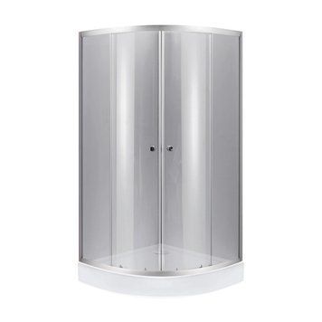 Lidz Набор: Душевая кабина Latwa SC90x90.SAT.LOW.DGR, полукруглая, стекло тонированное 4&nbsp;мм + Душевой поддон Kapielka ST90x90x14 SD00055614 фото