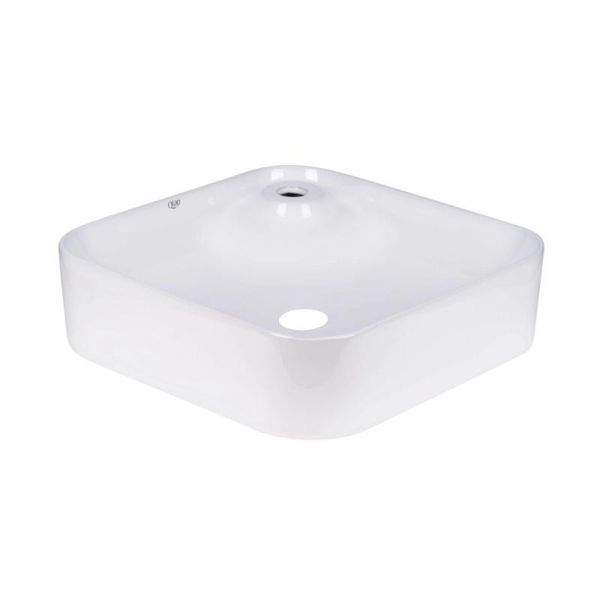 Комплект Qtap Stork: Раковина накладная квадратная 430x430x125 мм White + Донный клапан PU02 SD00053442 фото