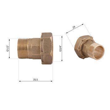 Комплект для счетчика SD Plus 1/2"Н х 3/4"В SD42915 SD00047941 фото