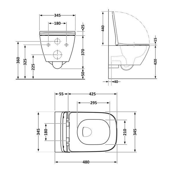 Унитаз подвесной Qtap Tern New Ultra Quiet с сиденьем с сиденьем Soft-Close MATT BLACK QT17332303ASMB SD00052572 фото