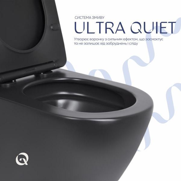 Унитаз подвесной Qtap Robin New Ultra Quiet с сиденьем с сиденьем Soft-Close MATT BLACK QT13332381АSMB SD00052574 фото