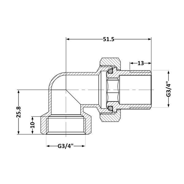 Згін-американка Thermo Alliance Base 3/4"ВЗ нікель, кутовий SD191W20 SD00008354 фото