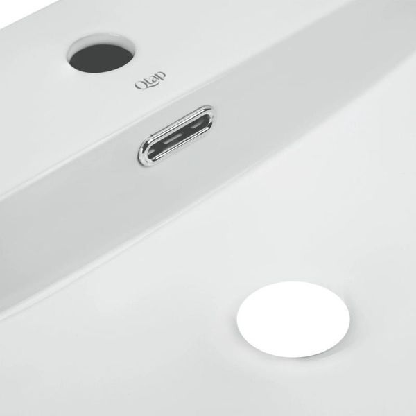 Комплект Qtap Nando LT: Раковина підвісна прамокутна 610х420х140 мм White + Донний клапан PU02O SD00053450 фото