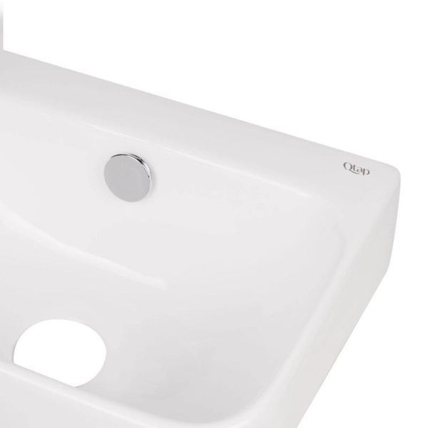 Комплект Qtap Tern: Раковина подвесная прямоугольная левая 450х250х158 мм White + Донный клапан PU02O SD00053451 фото