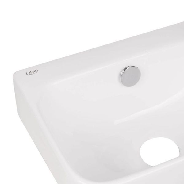 Комплект Qtap Tern: Раковина підвісна прамокутна права 450х250х158 мм White + Донний клапан PU02O SD00053452 фото