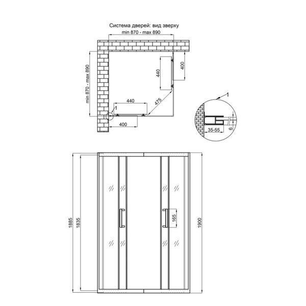 Душевая кабина Qtap Taurus BLA1099SC6 90х90 см, стекло Clear 6 мм покрытие CalcLess, без поддона SD00039703 фото