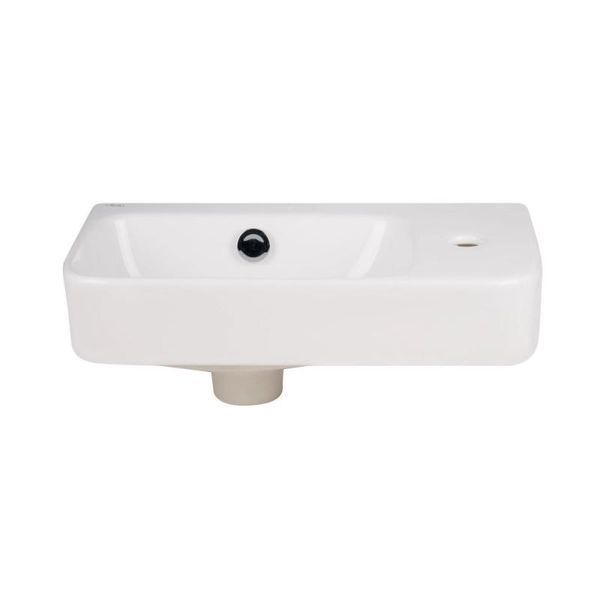 Комплект Qtap Tern: Раковина підвісна прамокутна права 450х250х158 мм White + Донний клапан PU02O SD00053452 фото