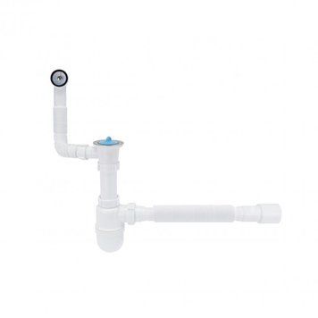 Сифон для кухонної мийки Lidz (WHI) 60 08 E004 00 з круглим переливом (вихід 50 мм) SD00042751 фото