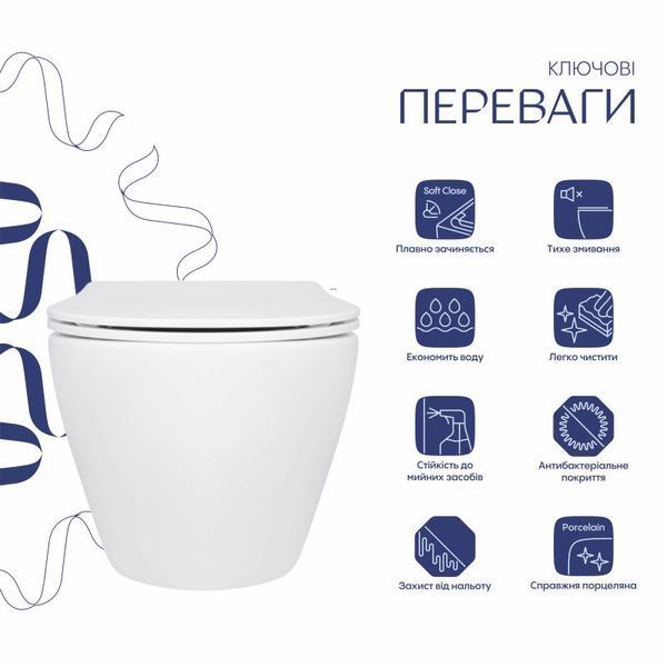 Унитаз подвесной Qtap Jay безободковый Ultra Quiet с сиденьем Soft-close QT07335177W SD00050899 фото