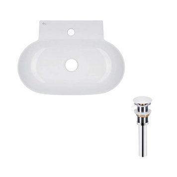 Комплект Qtap Cardinal: Раковина подвесная / накладная овальная 565х400х130 мм White + Донный клапан PU02 SD00053454 фото