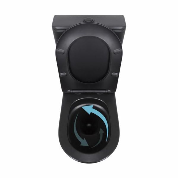 Унитаз напольный Qtap Robin Ultra Quiet безободковый с сиденьем Soft-Close MATT BLACK QT13226083AMB SD00052566 фото