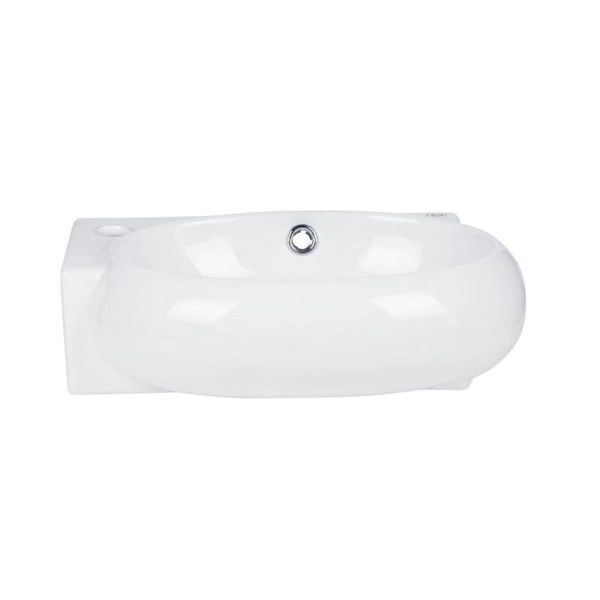 Комплект Qtap Leo: Раковина підвісна овальна ліва 430x290x140 мм White + Донний клапан PU02O SD00053456 фото