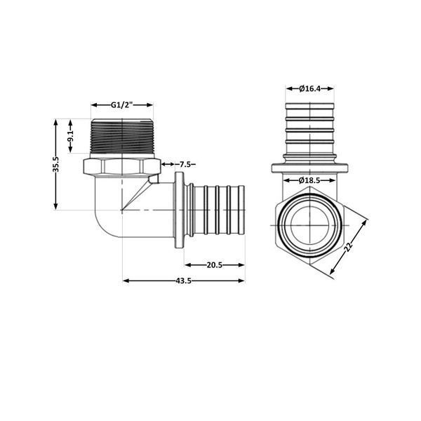 Угол натяжной Icma №1036 d20х2,8-1/2"З 851036ADGW05 SD00053883 фото