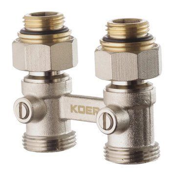 Вузол нижнього підключення радіатора прямий 3/4"x1/2" Koer KR.1133 (комплект) (KR3114) KR3114 фото