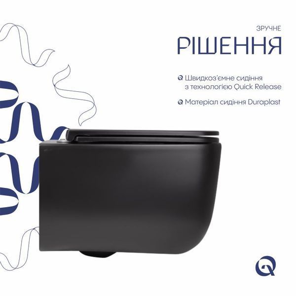Унитаз подвесной Qtap Gemini безободковый с сиденьем Soft-close QT2533076EUQMB SD00051555 фото
