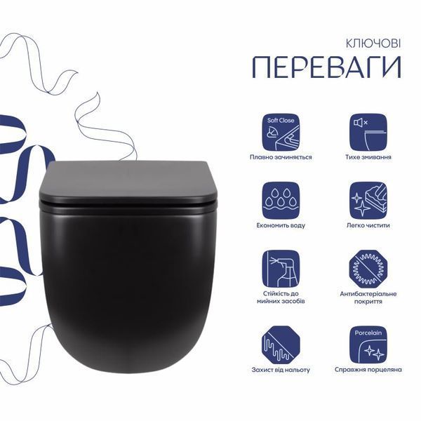 Унитаз подвесной Qtap Gemini безободковый с сиденьем Soft-close QT2533076EUQMB SD00051555 фото